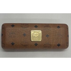 MCM Authentic Hard Sunglasses Holder Clamshell Case- Cognac Visetos Logo-